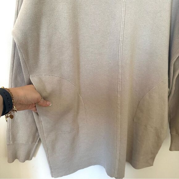 Anthropologie Saturday Sunday Chrissy V Neck Long Sleeve Sweater Dress In Tan M - Picture 4 of 8